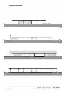 Transport interface Lourosa - Podélné řezy - foto: Atelier d’Arquitectura Lopes da Costa