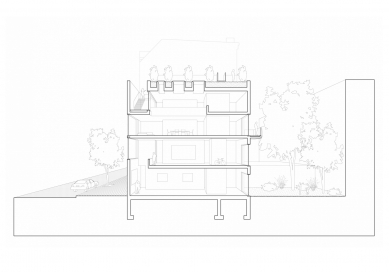 Block+Void House - Podélný řez - foto: Bundschuh architekten