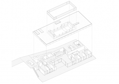 Zasadený dom - Rozložená axonometrie - foto: Paulíny Hovorka Architekti