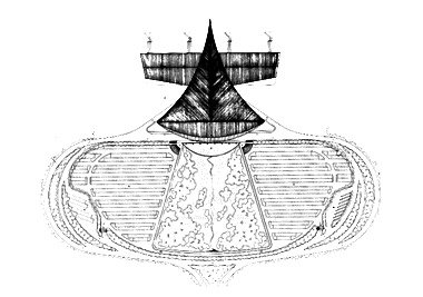 Letiste La Sondika - Siteplan - foto: Drawing courtesy of Santiago Calatrava