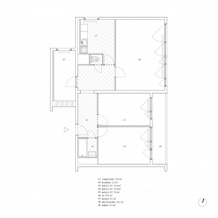 Byt architekta - Půdorys - původní stav