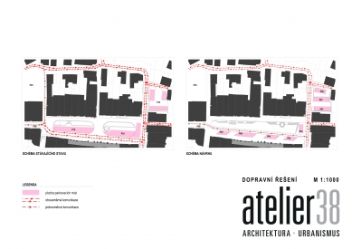 Architectural study of the revitalization of J. A. Komenský Square - Transportation solutions