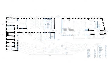 Spolkový dům Husova - vítězný návrh - Půdorys 1.np - foto: studio AEIOU