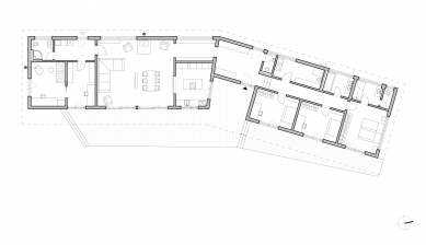 Novostavba moderní roubenky - Půdorys