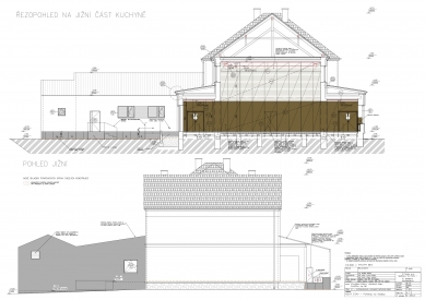 Rekonstrukce Lidového domu Zaječov - Řezopohled dvorní - návrh - foto: IO Studio