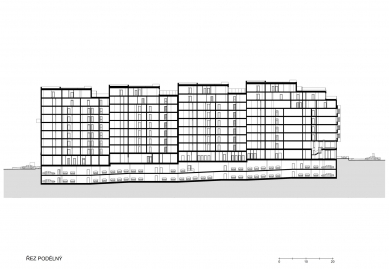 Residential complex Bohdalecké Kvartero - <translation>Longitudinal Section</translation>