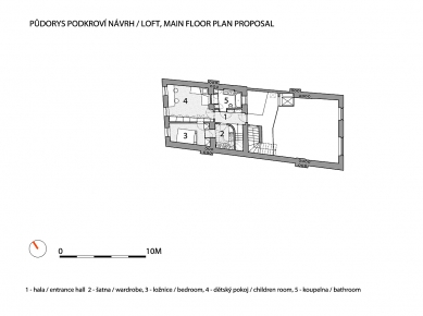 Třípodlažní loft - Půdorys vstupního podlaží - foto: A1Architects