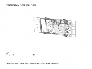Třípodlažní loft - Půdorys střešní terasy - foto: A1Architects