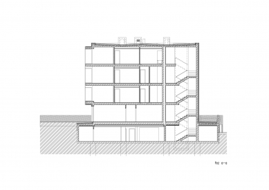 Bytový dům U Dubu - Řez A-A' - foto: ATELIER 6, s.r.o.