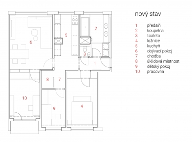 Interiér bytu v panelovém domě - Půdorys - současný stav