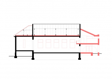 Sokolovna Veverske Kninice - Longitudinal section - foto: studio New Work