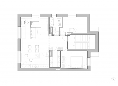 Reconstruction of an apartment Prague–Břevnov - <translation>Půdorys – současný stav</translation>