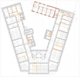 Construction and Reconstruction of the Faculty of Philosophy of the University of Hradec Králové - Floor plan 2nd level