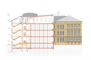 Dostavba a rekonstrukce Filozofické fakulty Univerzity Hradec Králové - Řez CC