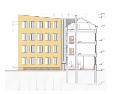 Construction and Reconstruction of the Faculty of Philosophy of the University of Hradec Králové - <Eastern cut view>