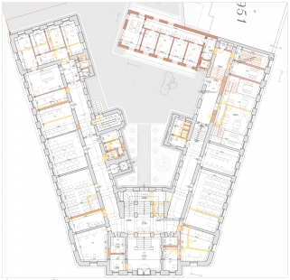 Construction and Reconstruction of the Faculty of Philosophy of the University of Hradec Králové - Floor plan 1st floor