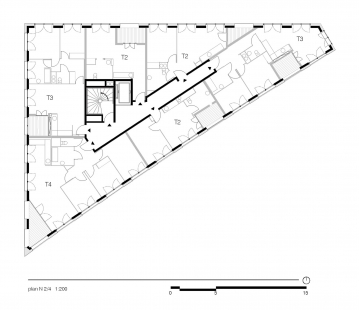 Dům se 40 byty - Půdorys 2. a 4.np - foto: LAN Architecture