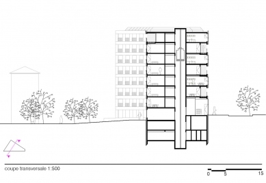 Dům se 40 byty - Příčný řez - foto: LAN Architecture