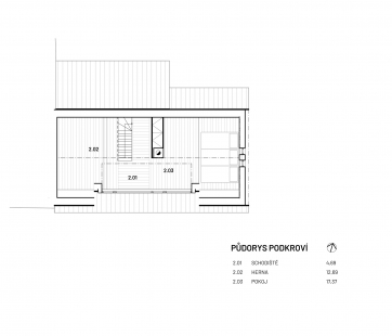Rekonstrukce chalupy ve Vidlaté Seči - Půdorys patra - foto: Vojtěch Bis