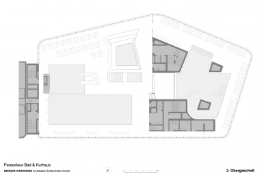 Paracelsus - plavecká hala a lázeňský dům - Půdorys 3.np - foto: Berger+Parkkinen Architekten