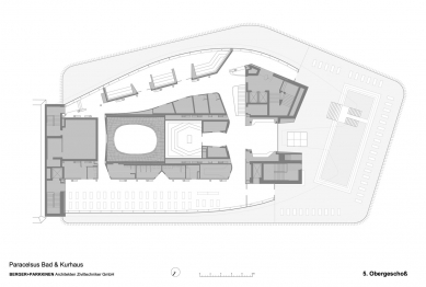 Paracelsus - plavecká hala a lázeňský dům - Půdorys 5.np - foto: Berger+Parkkinen Architekten