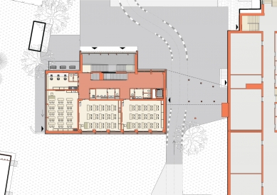 Přístavba základní a mateřské školy ve Studenci - Půdorys 1NP