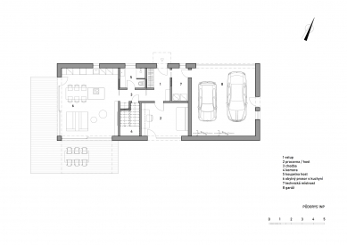 Dům se saunou na střeše - Půdorys 1.np - foto: System Recovery Architects