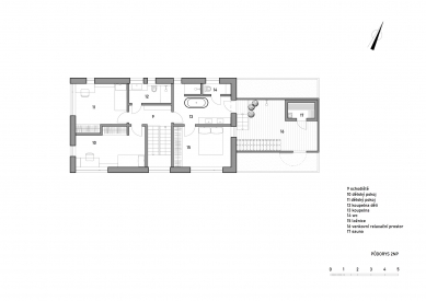 Dům se saunou na střeše - Půdorys 2.np - foto: System Recovery Architects