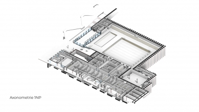 Swimming hall behind Lužánky - Axonometry 1NP
