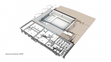 Swimming hall behind Lužánky - <translatable>Axonometry 2NP</translatable>