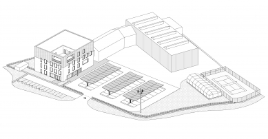 BudexHUB - Axonometrie areálu