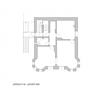 Centrum duševního zdraví Karlovy Vary - Půdorys 2.np - původní stav - foto: SBORWITZ Architekti