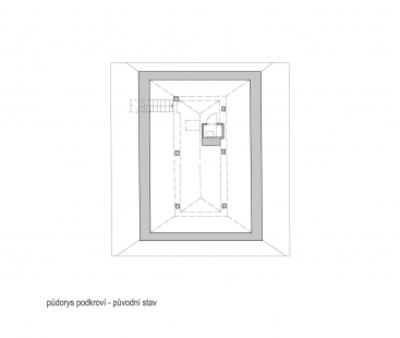 Centrum duševního zdraví Karlovy Vary - Půdorys podkroví - původní stav - foto: SBORWITZ Architekti