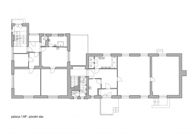 Protected workshop Mladá Boleslav - Floor plan 1st floor - original condition - foto: SBORWITZ Architekti