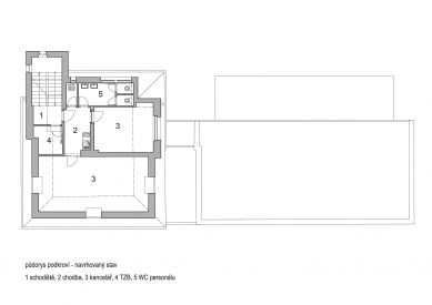 Protected workshop Mladá Boleslav - Floor plan of the attic - design - foto: SBORWITZ Architekti