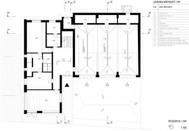 Hasičská zbrojnice Bílovice nad Svitavou - Půdorys 1.np - foto: P.P. Architects s.r.o.