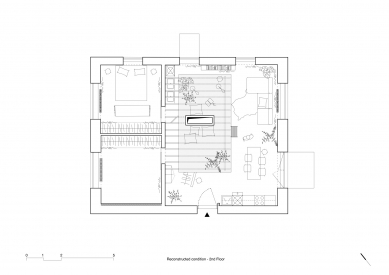 Reconstruction of a loft apartment in the Pink Mill project - Floor plan of the upper platform of the apartment - foto: Kilo / Honč