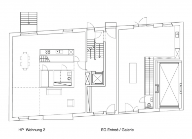 Pasivní dům Linienstraße 23 - Půdorys zvýšeného přízemí - foto: BCO Architekturen