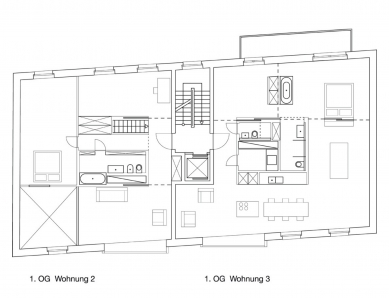 Pasivní dům Linienstraße 23 - Půdorys patra - foto: BCO Architekturen