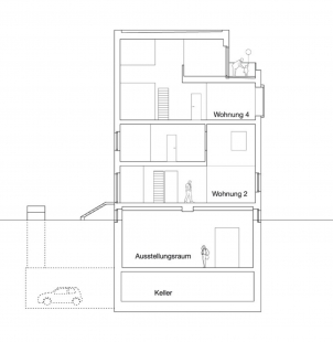 Pasivní dům Linienstraße 23 - Příčný řez - foto: BCO Architekturen