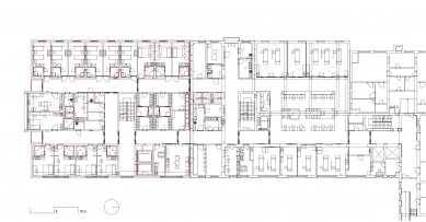 Centrální vstupní pavilon a přístavba chirurgického pavilonu - Půdorys 4.NP - foto: STA, projektový ateliér