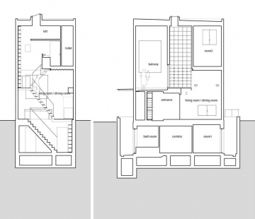 Skladovací dům - Řezy - foto: Ryuji Fujimura Architects