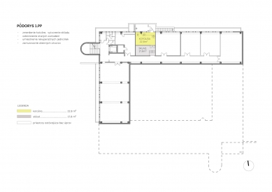 Reconstruction of T67 building - Floor plan 1st basement - foto: AT26 architects