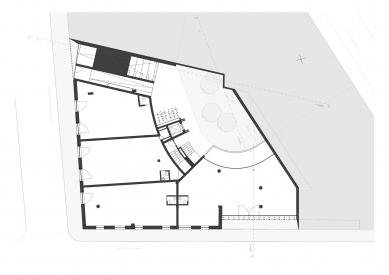 Polyfunkční dům Stanice - Půdorys přízemí - foto: Sónia Cruz Arquitectura