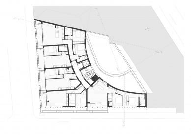 Polyfunkční dům Stanice - Půdorys obytné nástavby - foto: Sónia Cruz Arquitectura