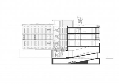 Polyfunkční dům Stanice - Řez - foto: Sónia Cruz Arquitectura
