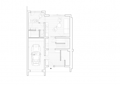 Rekonstrukce rodinného domu v Čimicích - Půdorys 1.np - návrh - foto: Plus One Architects s.r.o.
