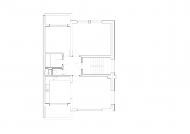 Rekonstrukce rodinného domu v Čimicích - Půdorys 2.np - původní stav - foto: Plus One Architects s.r.o.