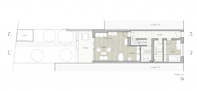 Reconstruction of a row house on Berkova Street - Floor plan 1st floor - current state