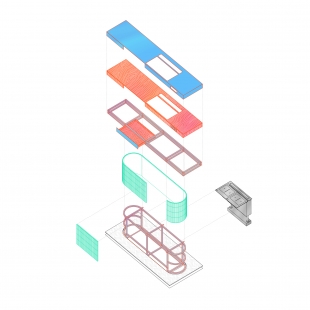 Rekonstrukce prvorepublikového bytu v Brně - Axonometrie